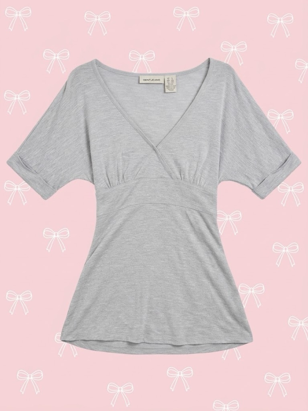 Light Gray V-Neck Short Sleeve Top